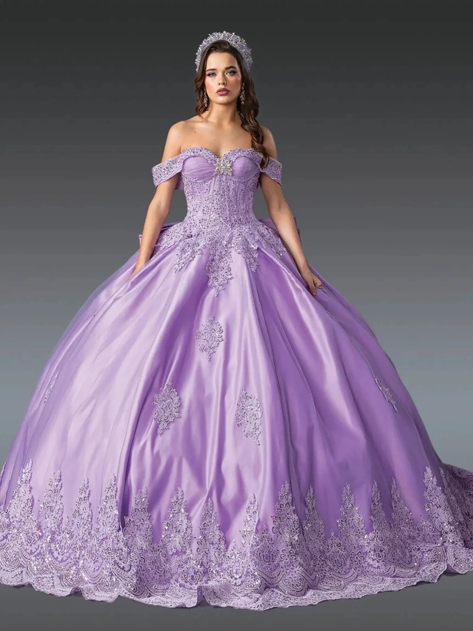 Lilac Quinceañera Dress with Enchanted Floral Embroidery Accents S / Lilac