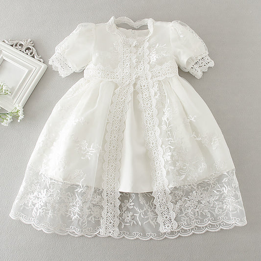 Baby White Lace Dress with Bonnet Hat | Baby Special Occasion Baptism Christening dress