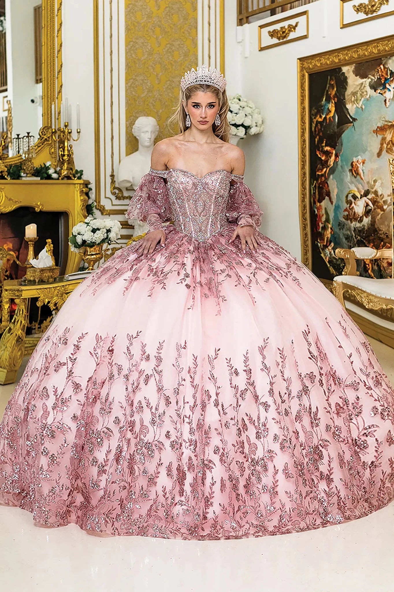rose gold dress for quinceanera Quinceañera Off-Shoulder Intricate Embroidery Glitter 3XL / Rose Gold Beden:44 Zara - Animal Print radiant sparkle finish Cc:Dolce Vita