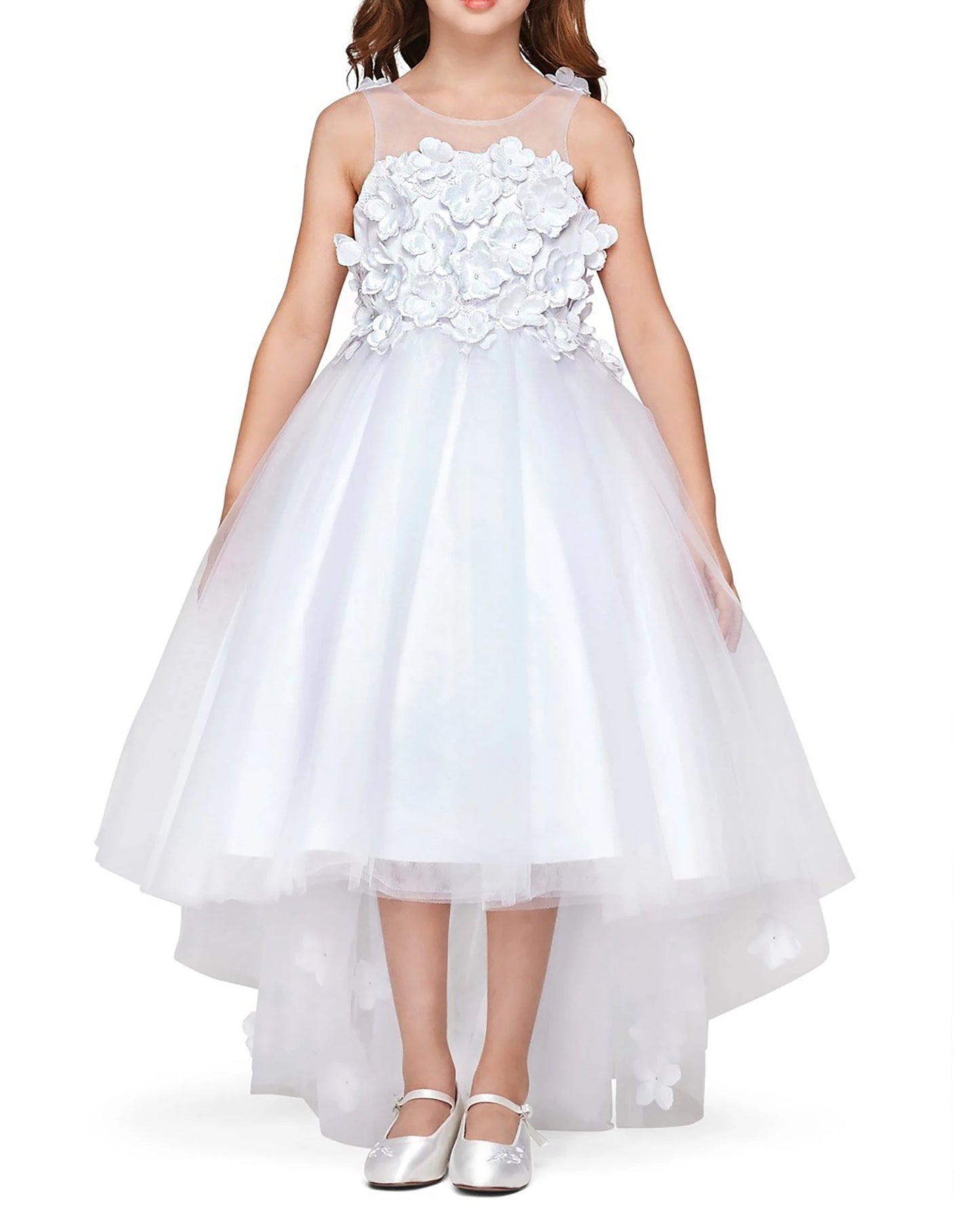 White floral flower girl dress.
