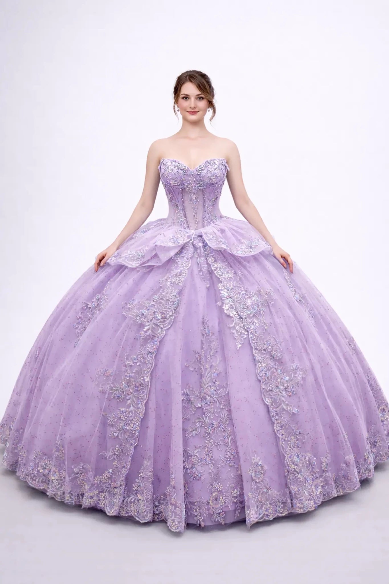 lilac layered dress Ball Gown One Shoulder Lilac Tiered Tulle Long Prom Dress sew1070 SELINADRESS