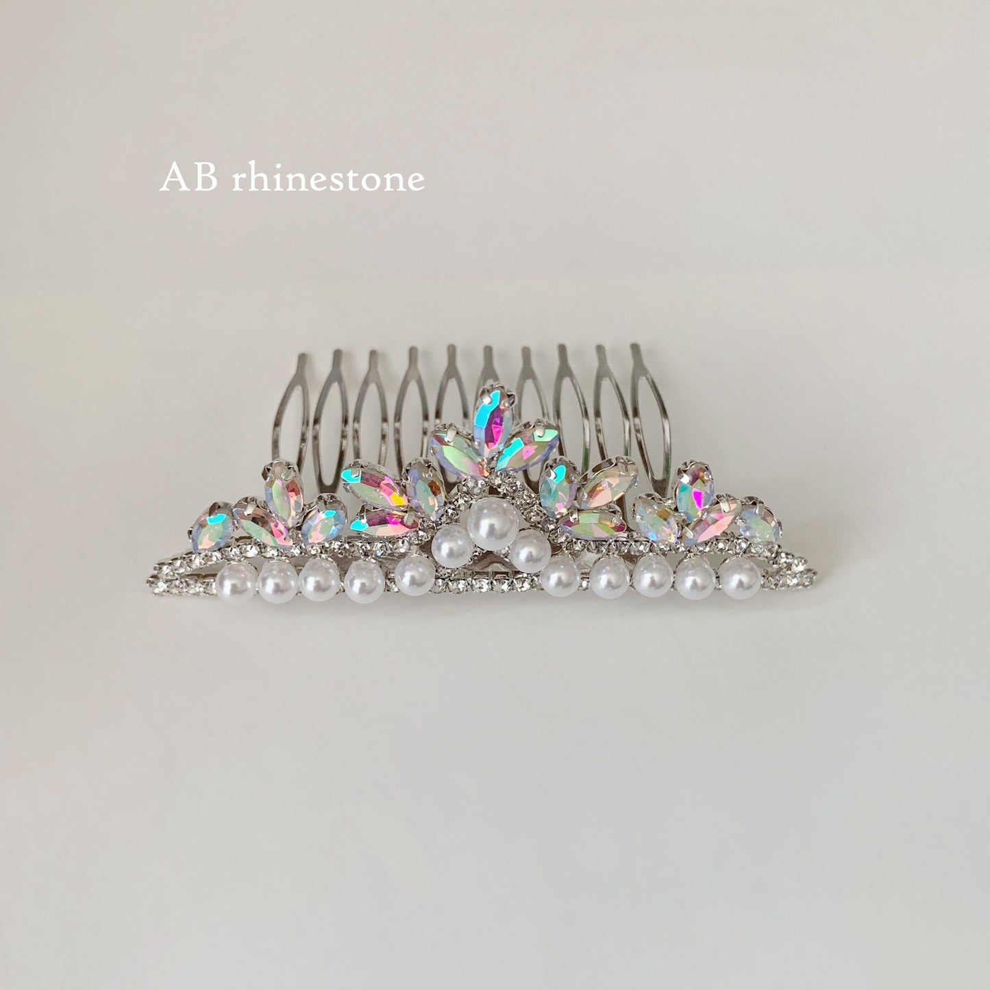 Tiny Flower Girl Pearl and Rhinestone Crystal Tiara Comb | First Communion Headpiece