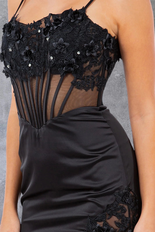 Stunning Black Strapless Sequin Prom Dress With Corset Slit