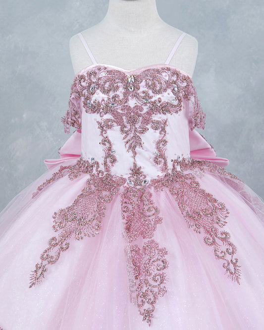 Mini Quince | Pink Dress with Sparkle and Bead Details 3 Anos | Mirari dress | 2 Colors Available front zoom