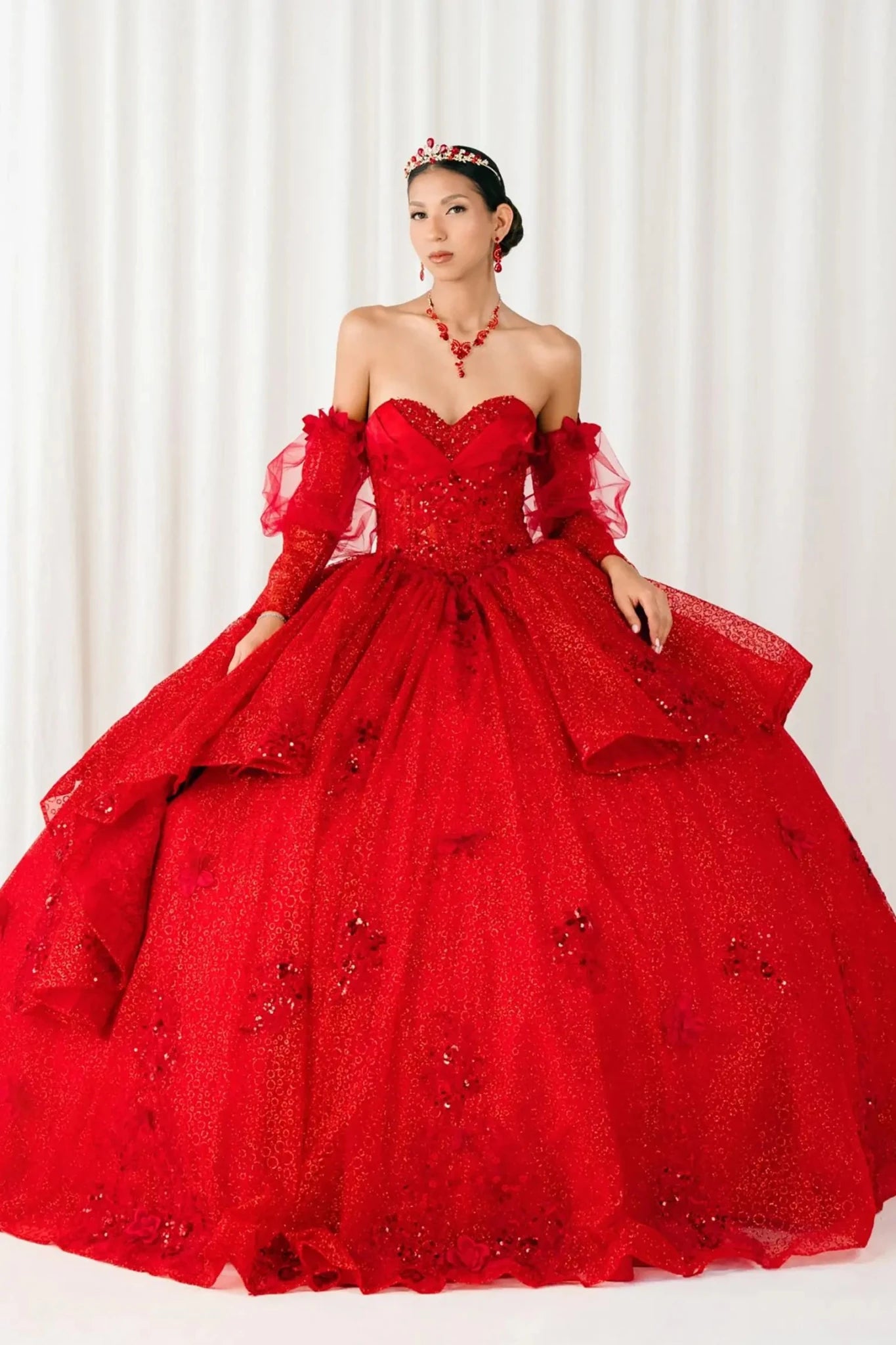 red quince dresses long sleeve Amarra 54296 Red and Gold Quinceaera Dress Wine/Gold / 00