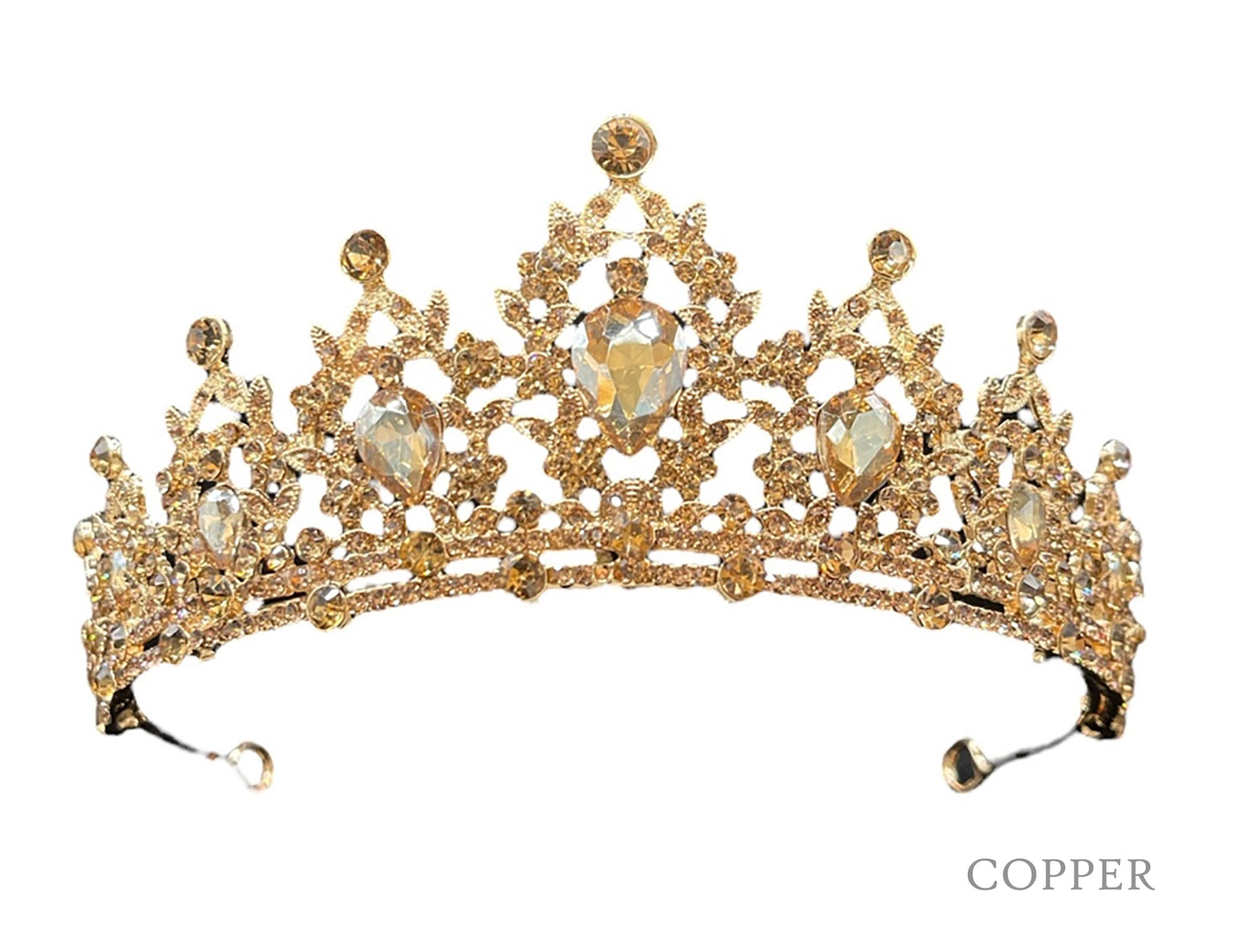Mini Quince Tiara | 14 Colors | Quinceañera Antique Kids Rhinestone Tiara - copper crown with jewels