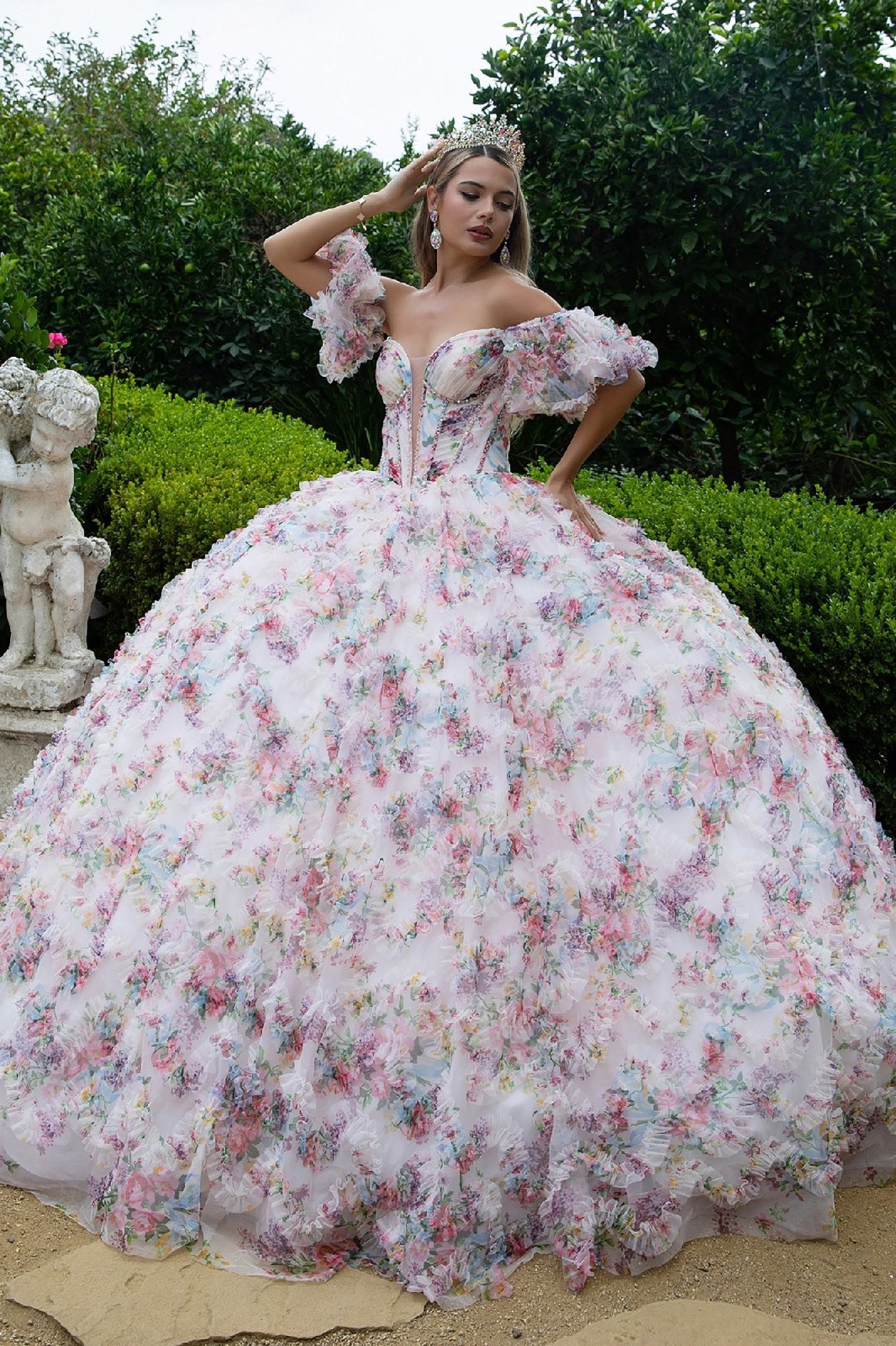 blush pink quince dresses Light Quinceañera Dress with Floral Mesh and Puff Sleeves 3XL / Pink Rachel Allan has Quince Size:20EU / 4US SALE-ID-HALLOWEEN-WAREHOUSE ZAPAKA Women Sequins Prom
