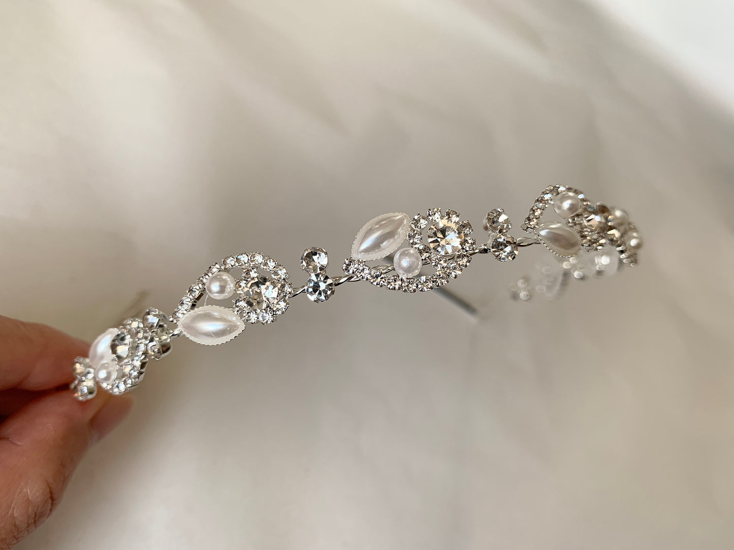 Bridal Crystal and Pearl Headpiece | Silver Rhinestone Wedding Hair Accessory