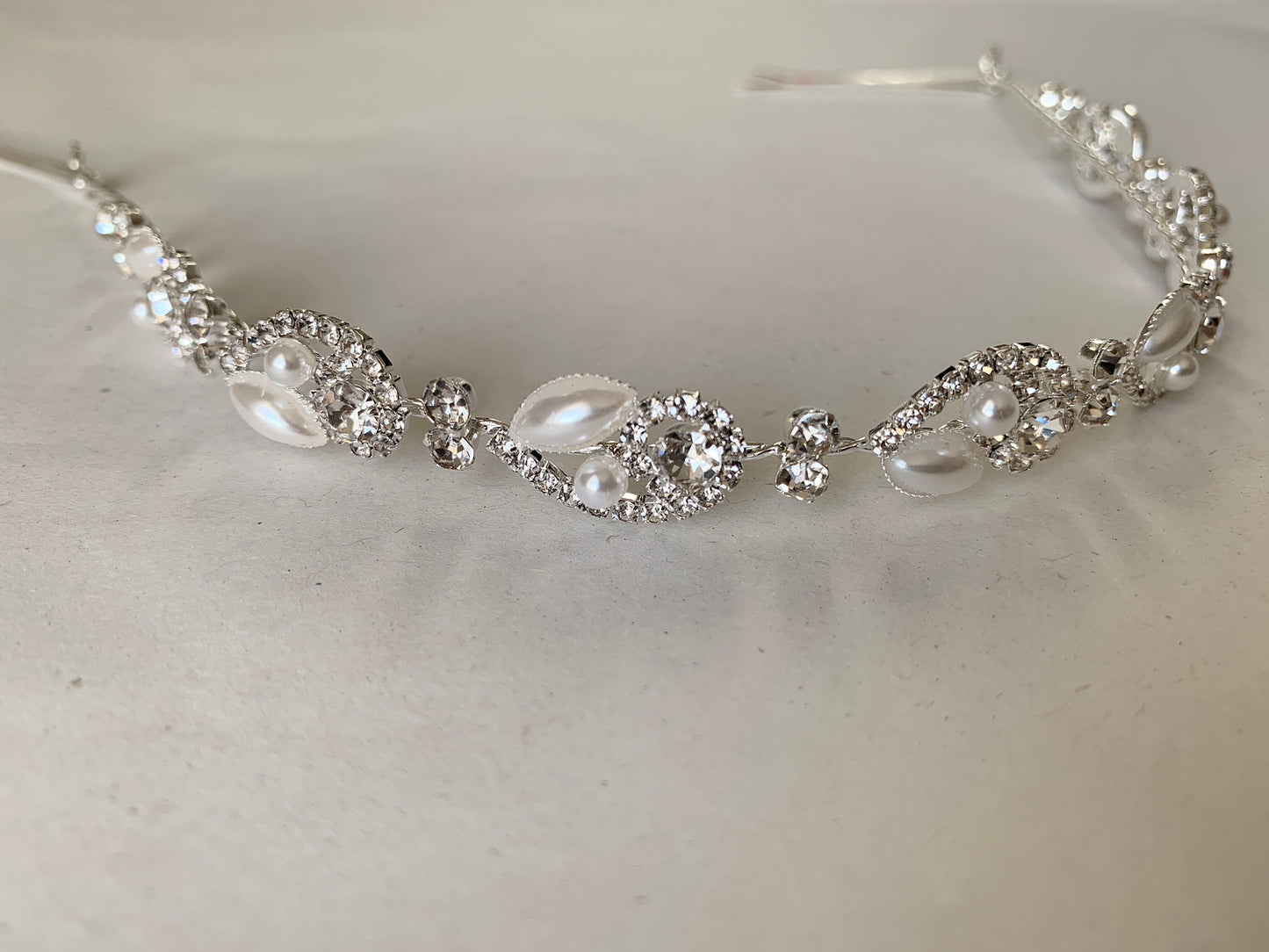 Bridal Crystal and Pearl Headpiece | Silver Rhinestone Wedding Hair Accessory
