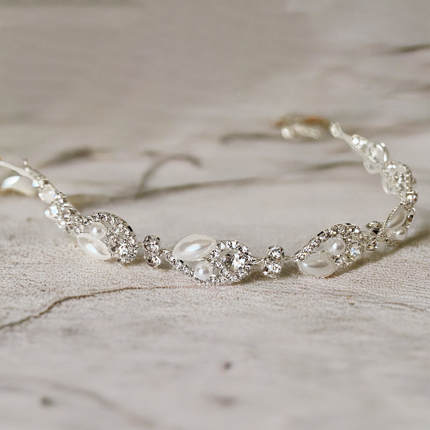 Bridal Crystal and Pearl Headpiece | Silver Rhinestone Wedding Hair Accessory