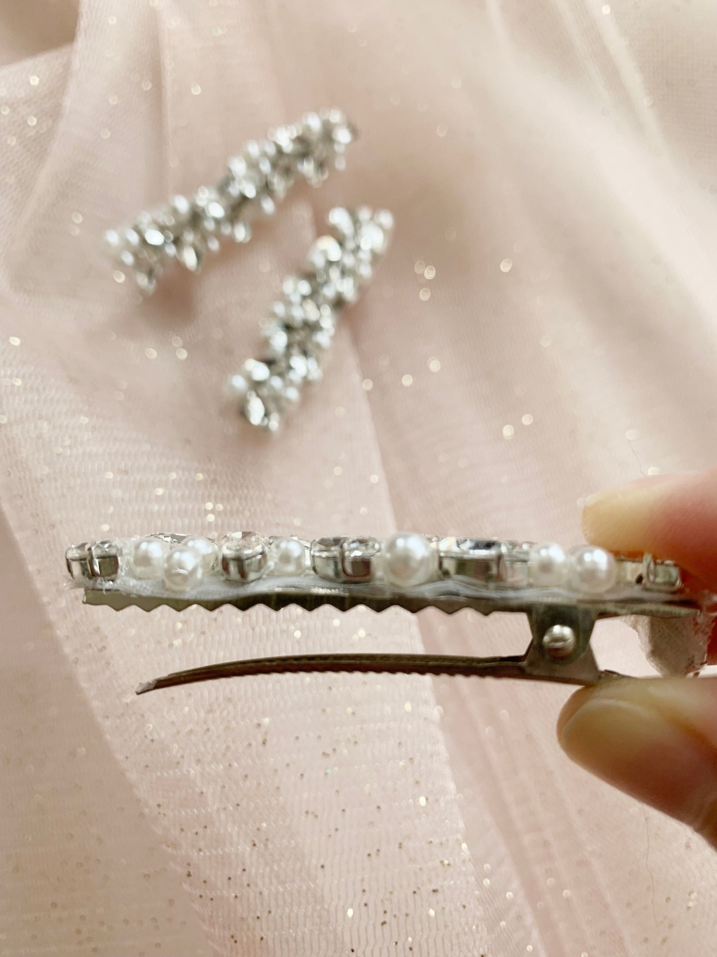 USA Made | Handmade Flower Girl Pearl & Rhinestone Hair Clip