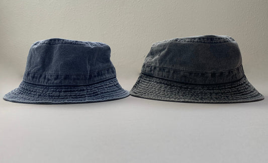 Pigment Washed Denim Bucket Hat denim and dark gray