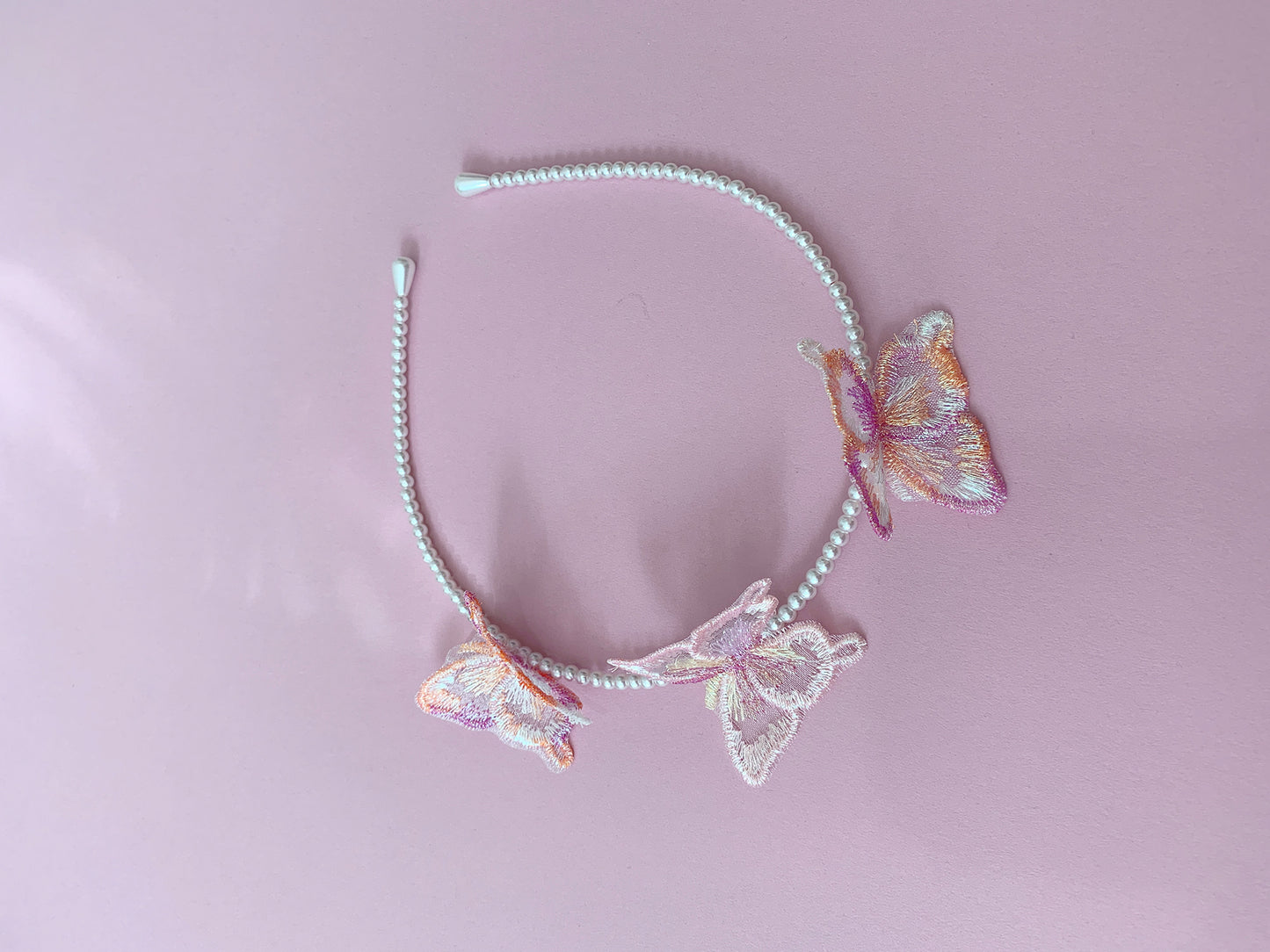 USA Made | Handmade Butterfly Pearl Headband top view