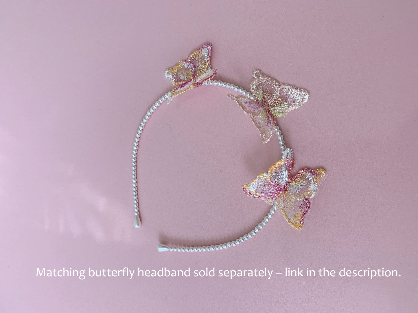matching butterfly headband with 3 butterflies