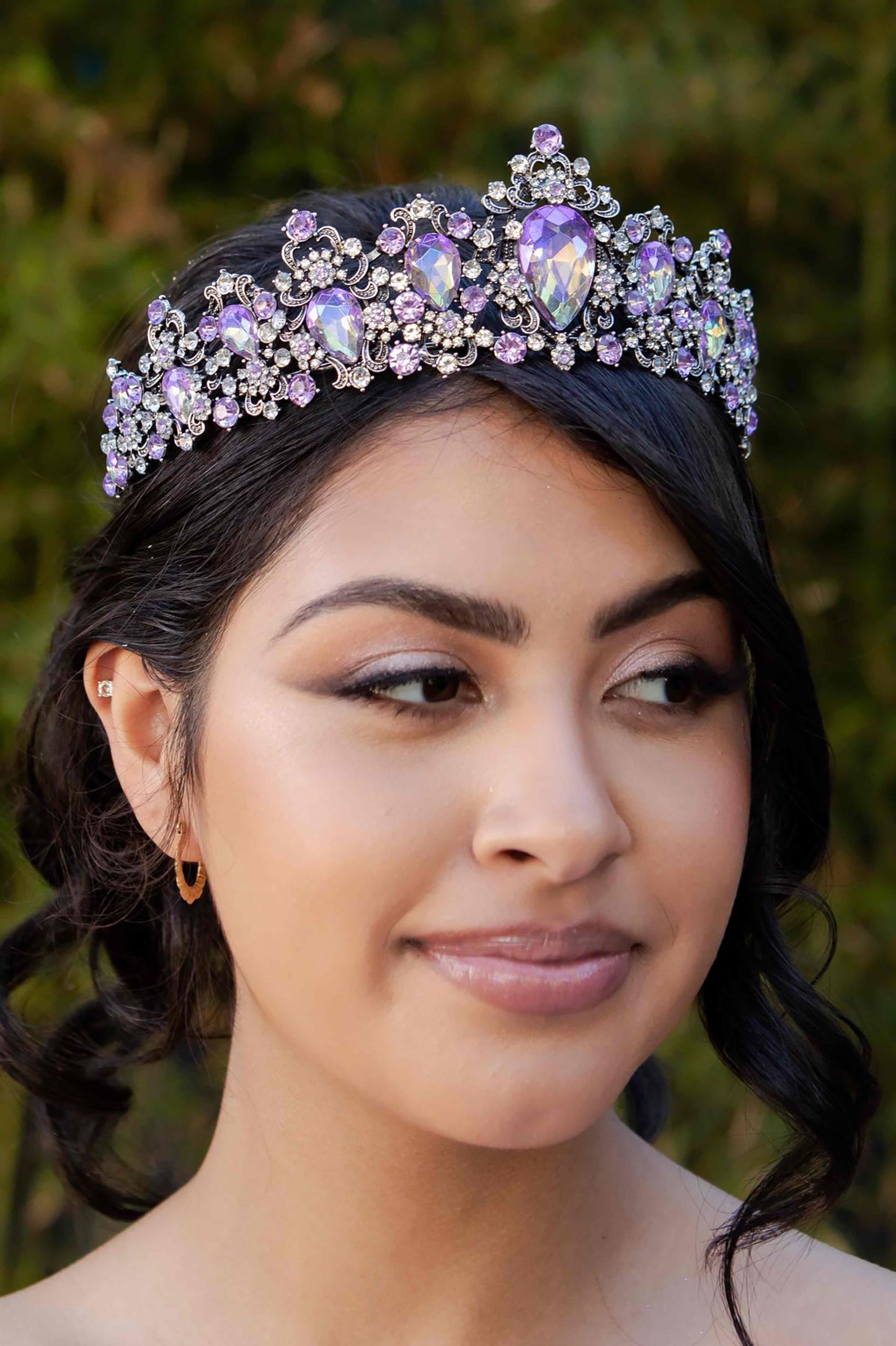 Lilac Bold Quinceañera Tiaras Available in Lilac and Rose Gold front