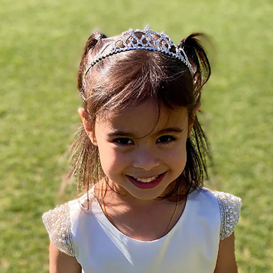 Silver Clear Rhinestone Flower Girl Tiara | First Communion Crystal Headpiece