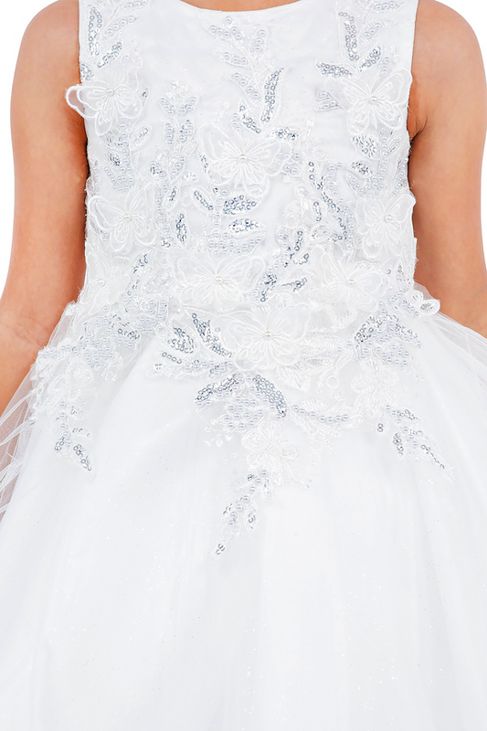 White lace dress with a close-up of the intricate detailing.