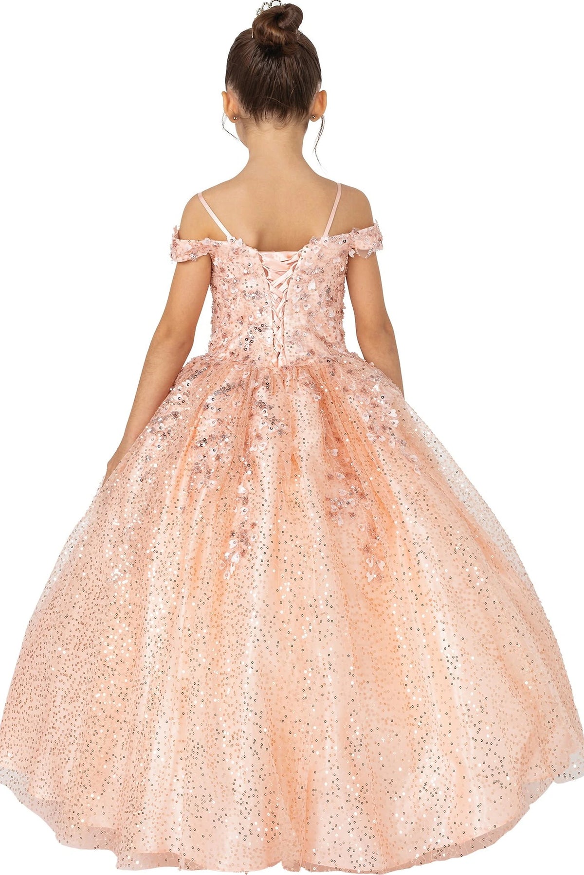 Turning to the back, the Red mini quinceañera dress features corset back finished with slender shoulder straps.