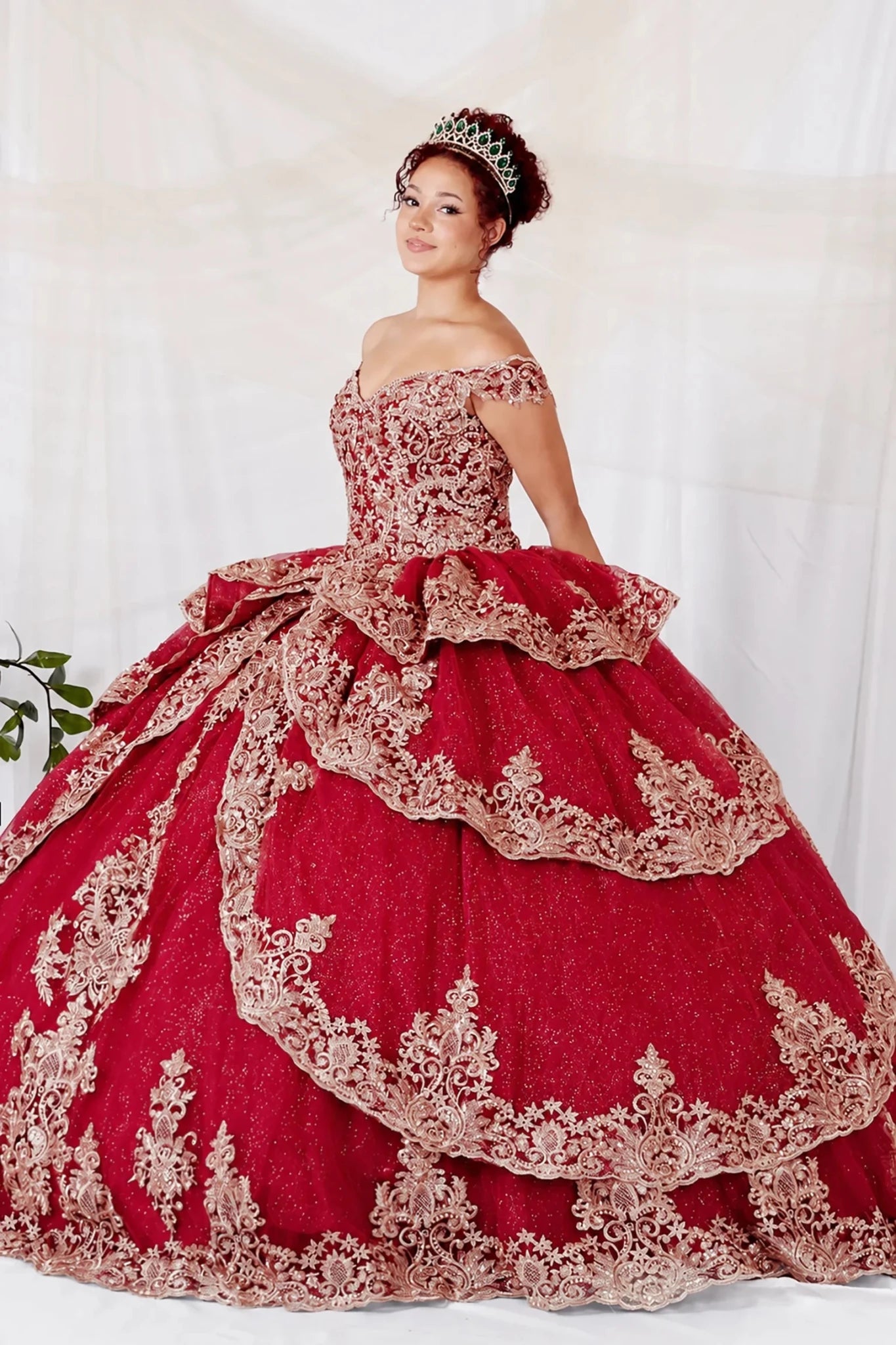 burgundy quinceanera dresses Quinceañera Ball Gown with Embroidery Details XS / Burgundy Men's Black Suit Jacket Off Shoulder Color CMO LACE - REPORT Size:US 18W