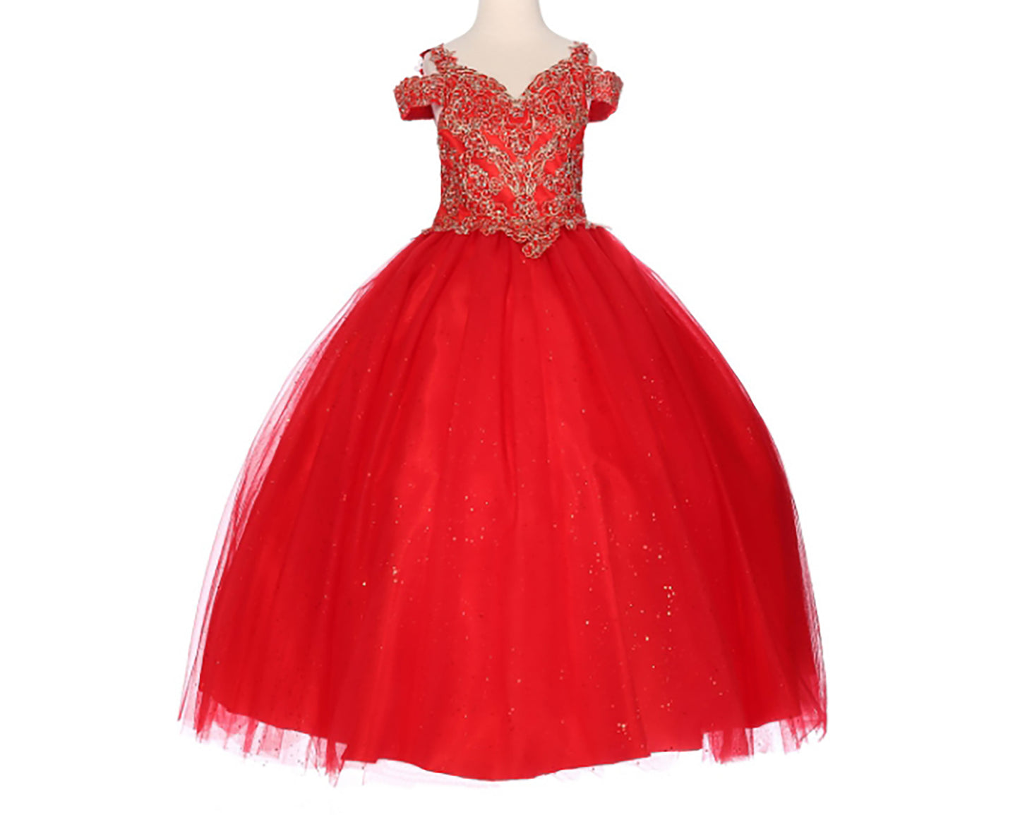 Mini Quince | Red Sheer Metallic Glitter A-line Mini Quinceanera 3 Anos Dress | Aurora dress | 6 Colors Available front