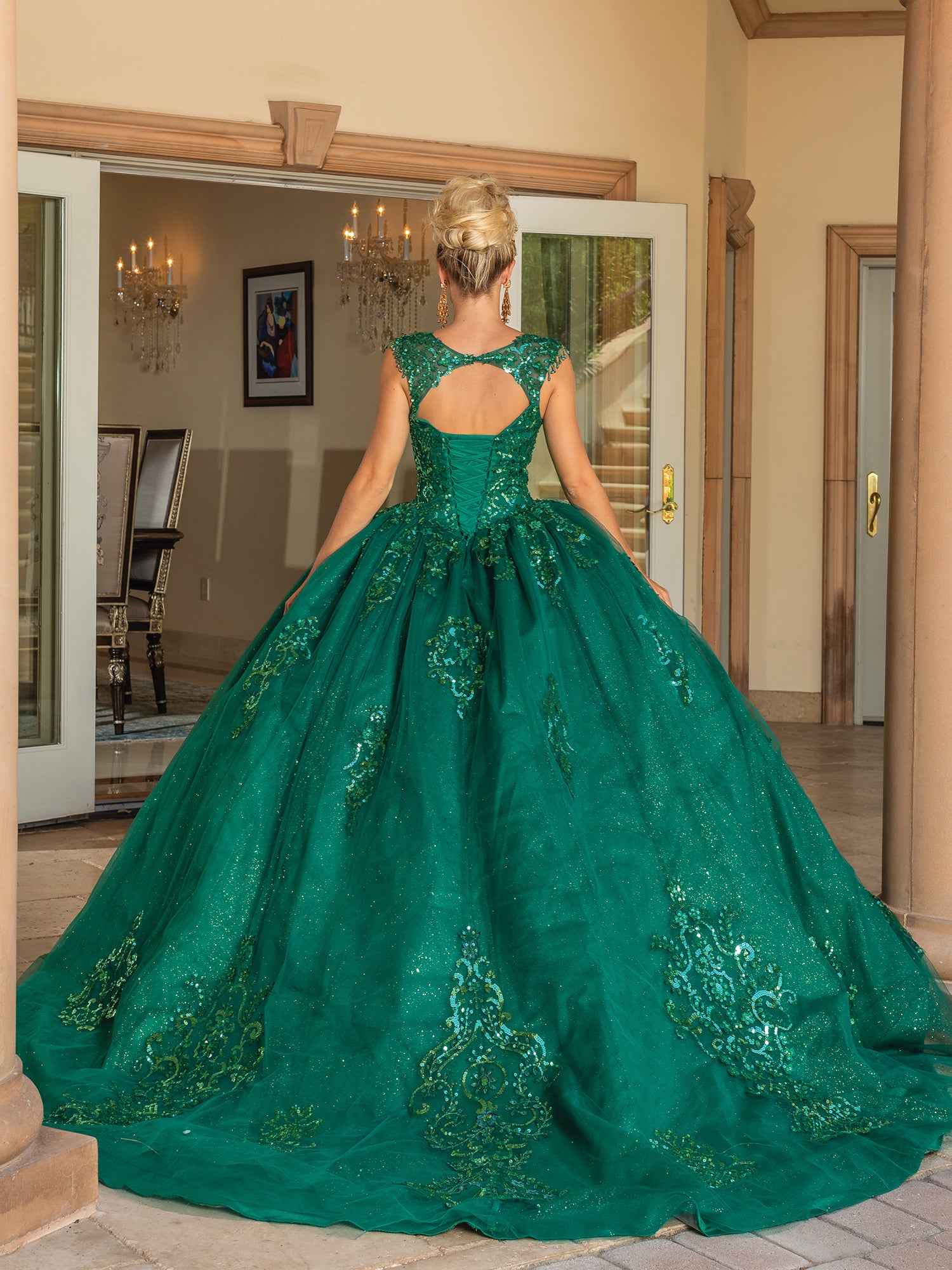 Dancing Queen 1758 Long Quinceanera Dress Hunter Green / XLarge Dancing Queen 1758 Long Quinceanera Dress Hunter Green / XLarge