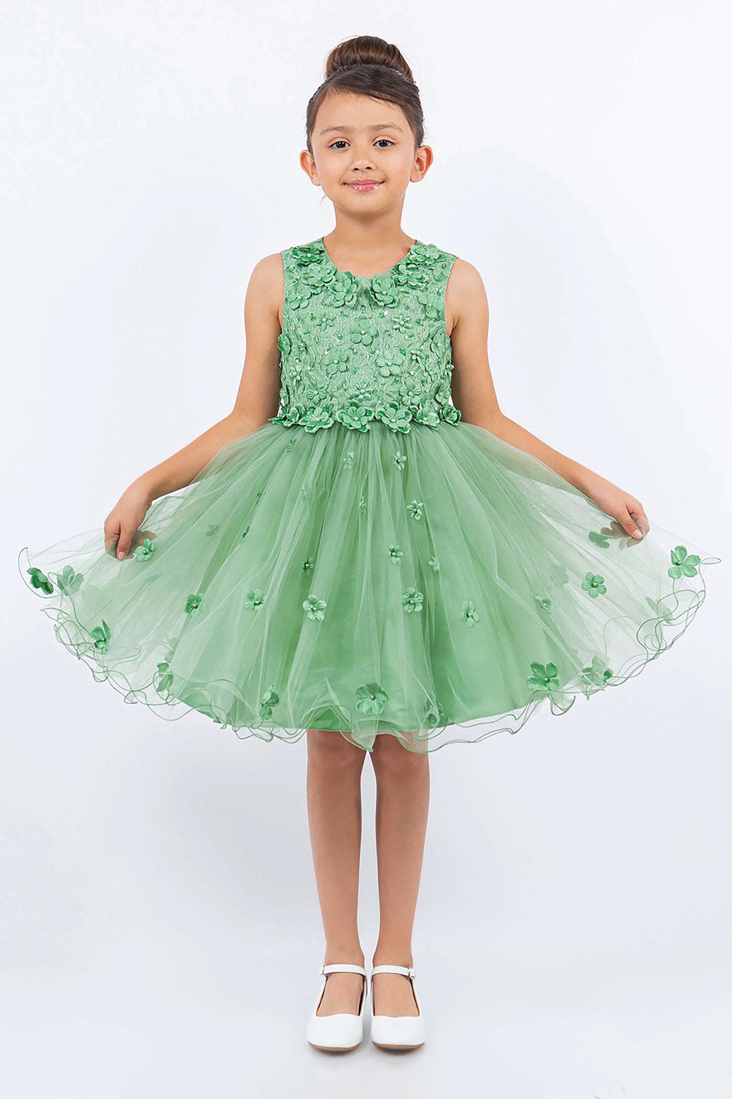 Sage Flower Girl Dress - girl wearing dress