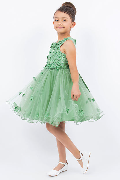 Sage Flower Girl Dress - side view girl wearing dress