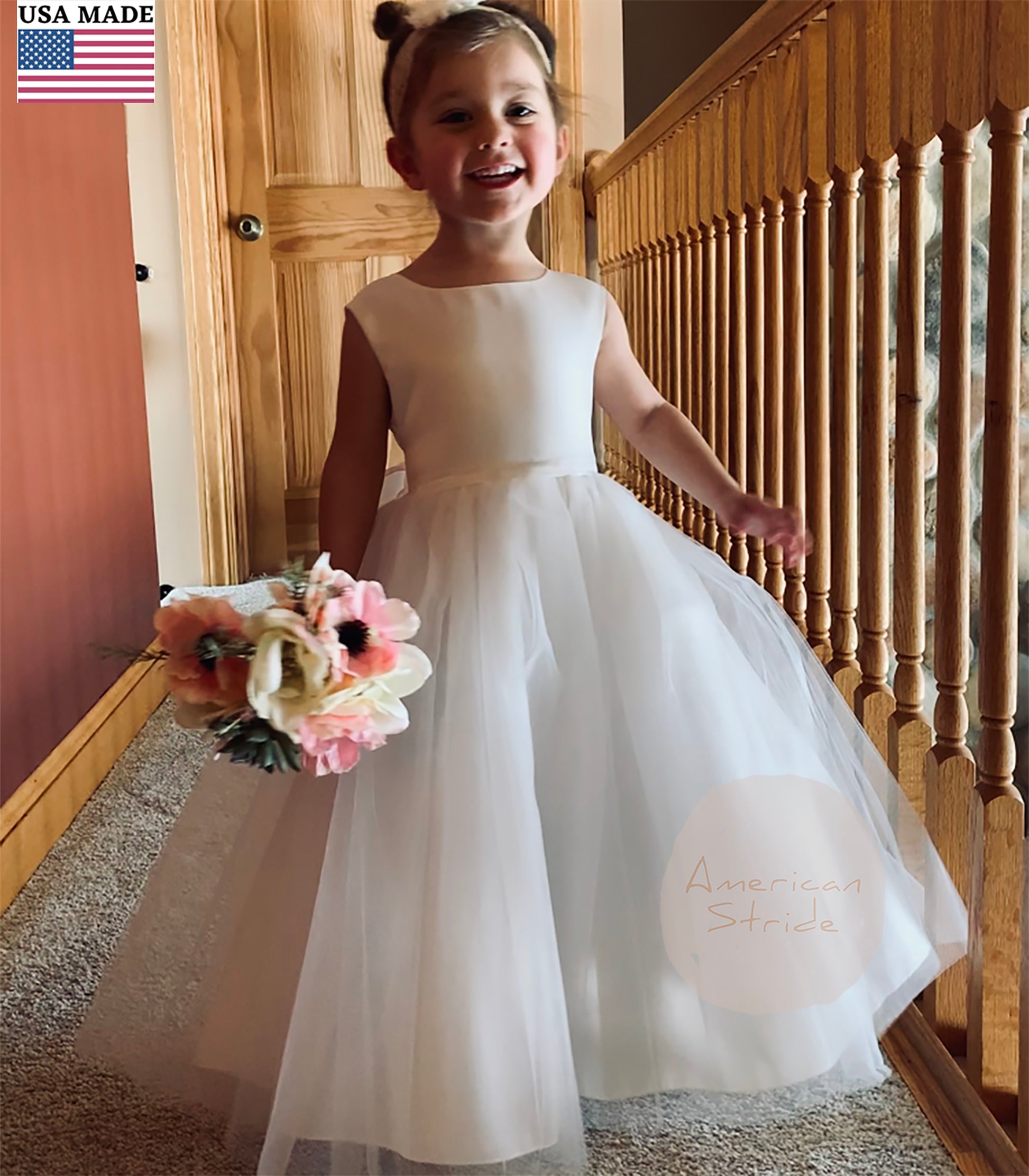 USA Made | Simple Classic 4-Layer Tulle and Satin Flower Girl