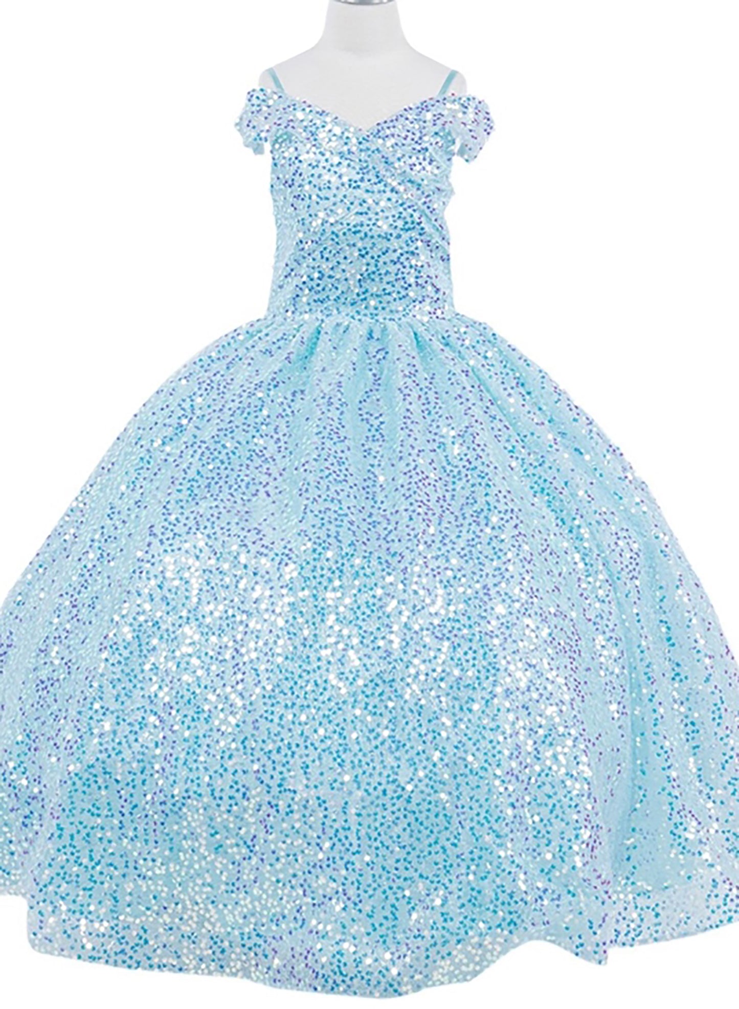 Mini Quince | Blue Glitter Tulle with Sequin Lace Applique 3 Anos Ballgown | Ámbar dress | 3 Colors Available