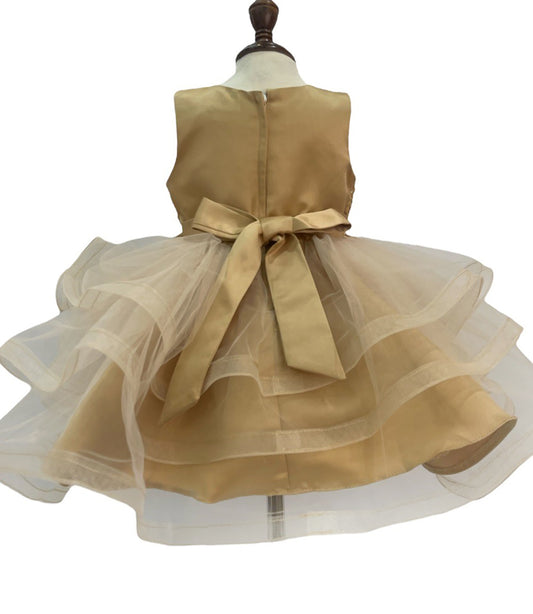 Champagne Baby Toddler Butterfly Pearl Multi-layered Tulle 1st Birthday Party Dress | Everly dress | 4 Colors Available