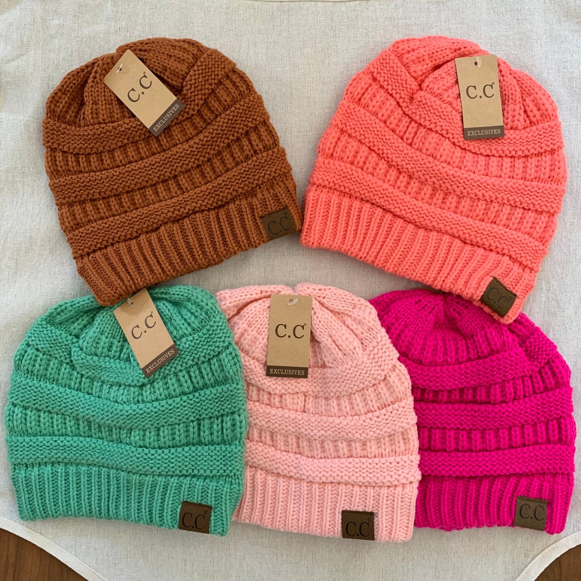 Rust women's winter beanie.
