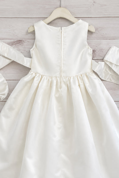 Ivory dress with back ribbon bow and zipper back