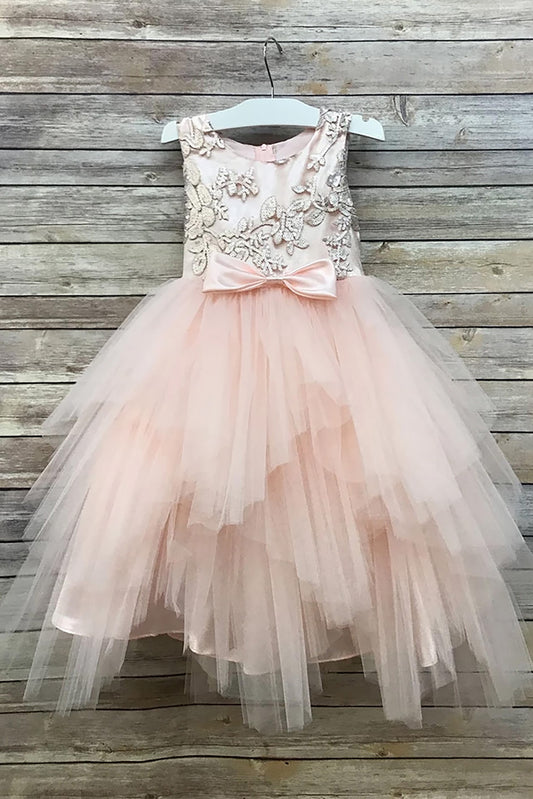 Blush USA Made | Embroidered Sequined Top with Gorgeous multiple tiered skirt - front of dress view