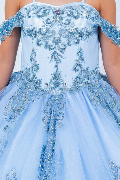 Mini Quince | Blue Mini Quince Dress with Sparkle and Bead Details | Mirari dress | 2 Colors front zoom beads