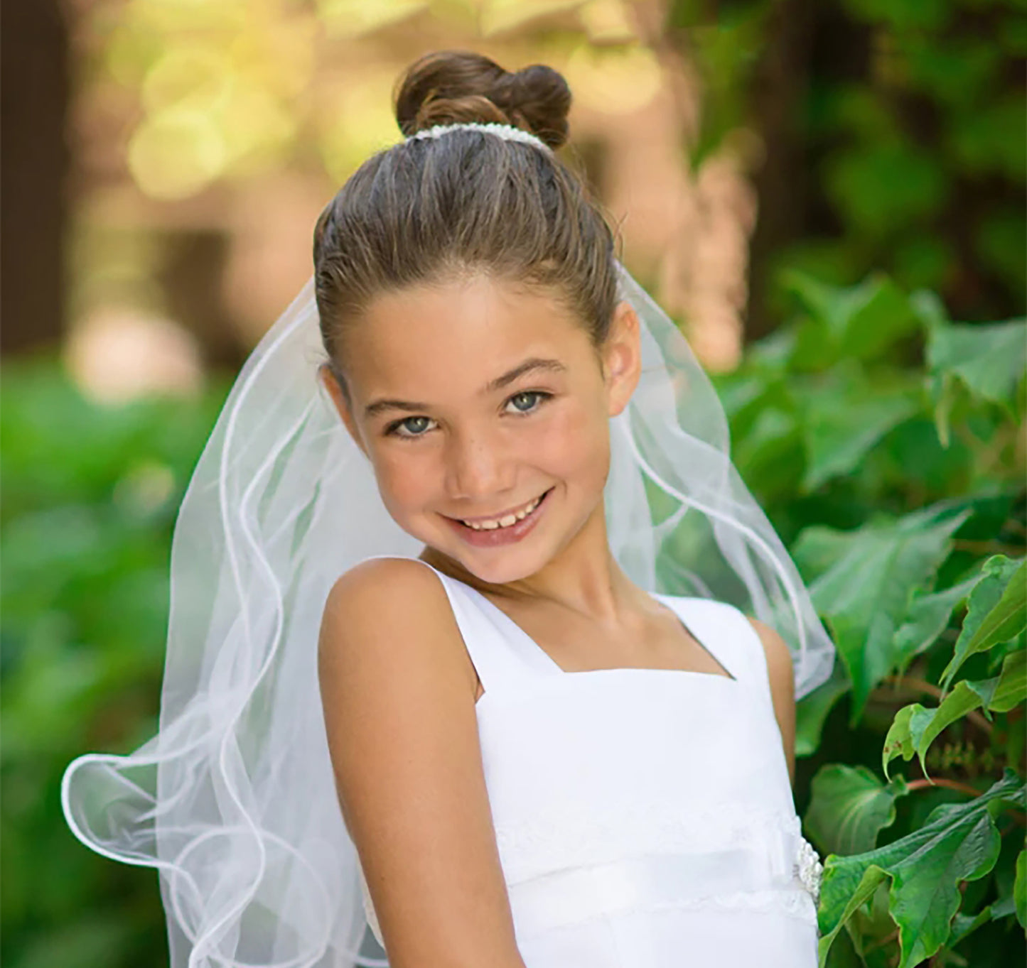 USA Made | First Communion  Pearl Bun 2-Tiered Veil upper part