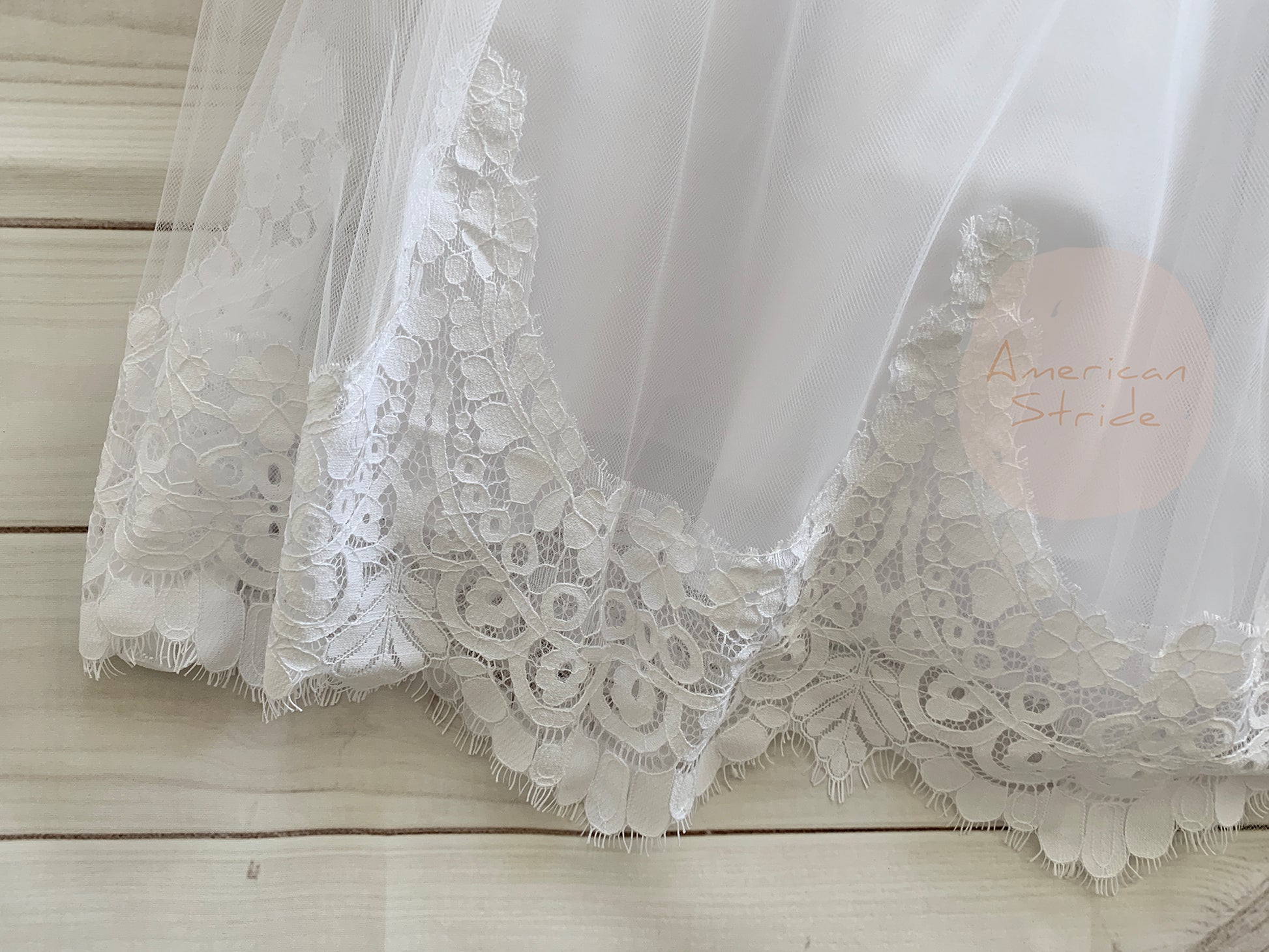 Front view of white Lace Sleeves Embroidered Mesh Top communion dress.