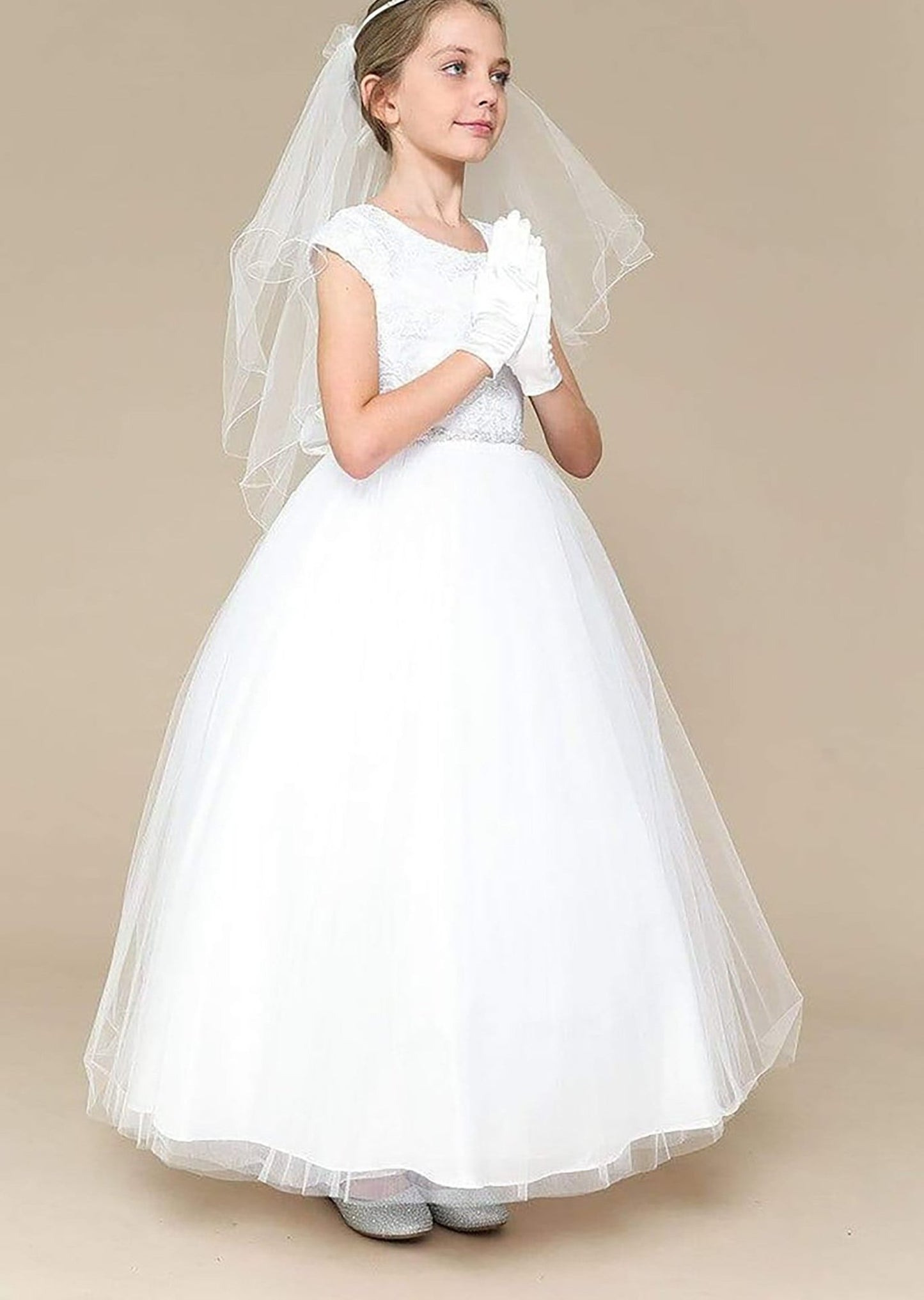A white communion dress.