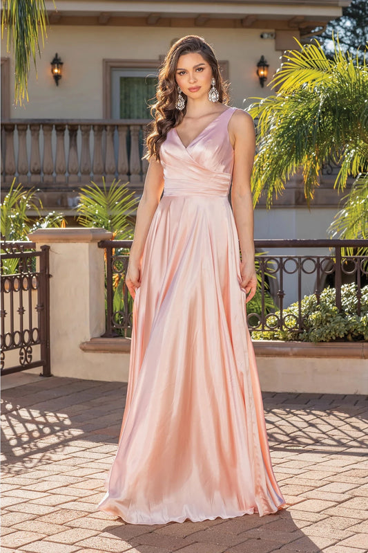 Featuring a floor-length skirt, this Blush prom dress is shown in full view.