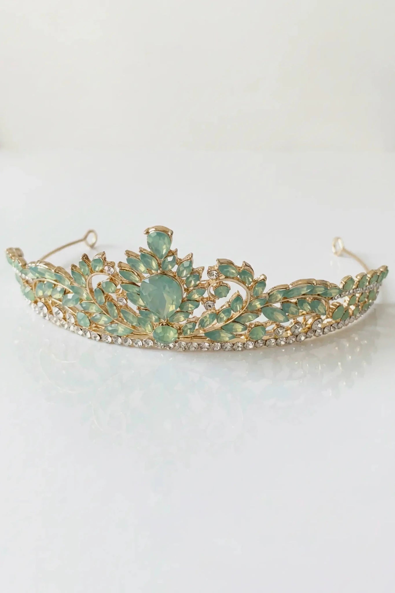 Sage gold quinceañera tiara.