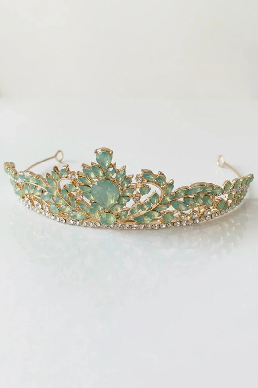 Sage gold quinceañera tiara.