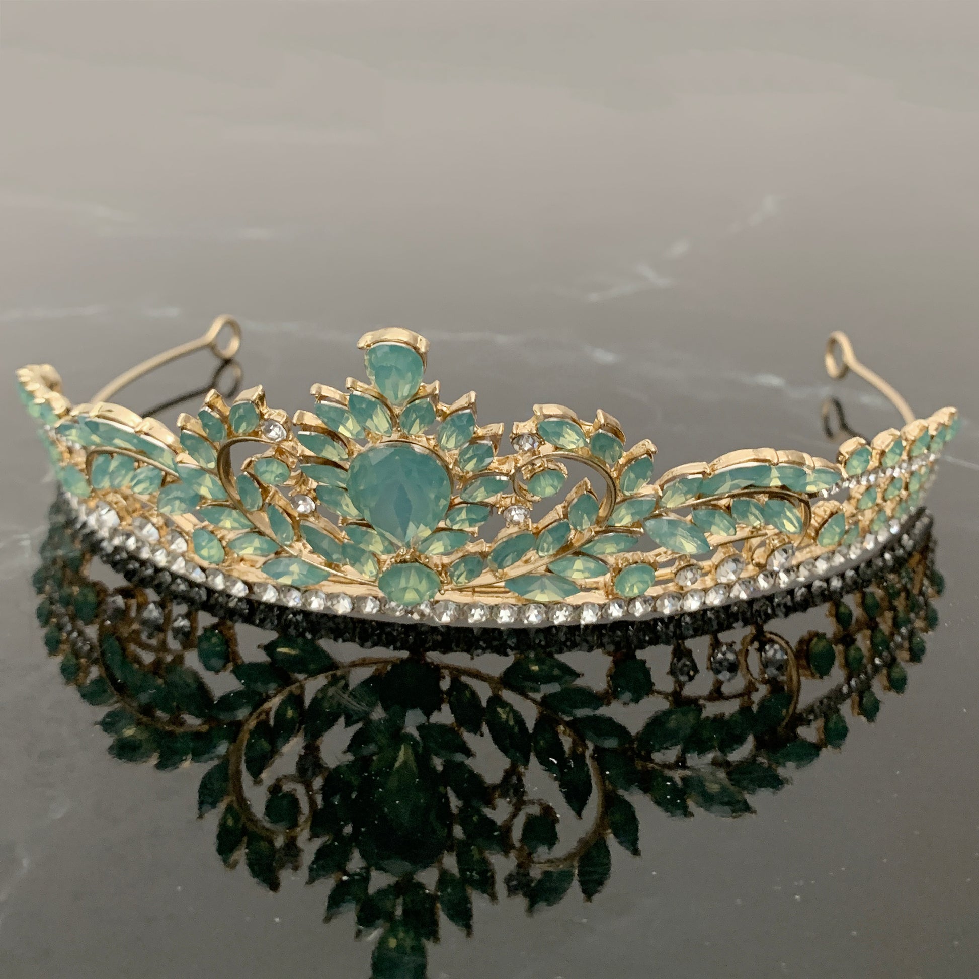 Sage gold quinceañera tiara.