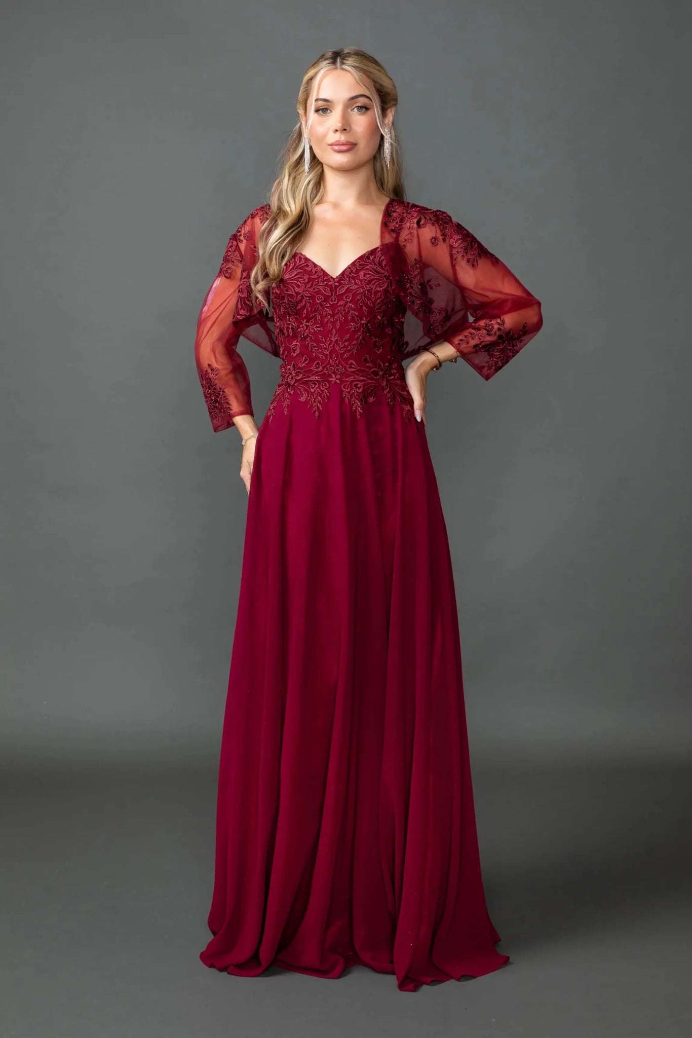 chiffon bolero jackets for evening dresses Alex Evenings Draped Gown & Glitter Bolero Jacket main image 1