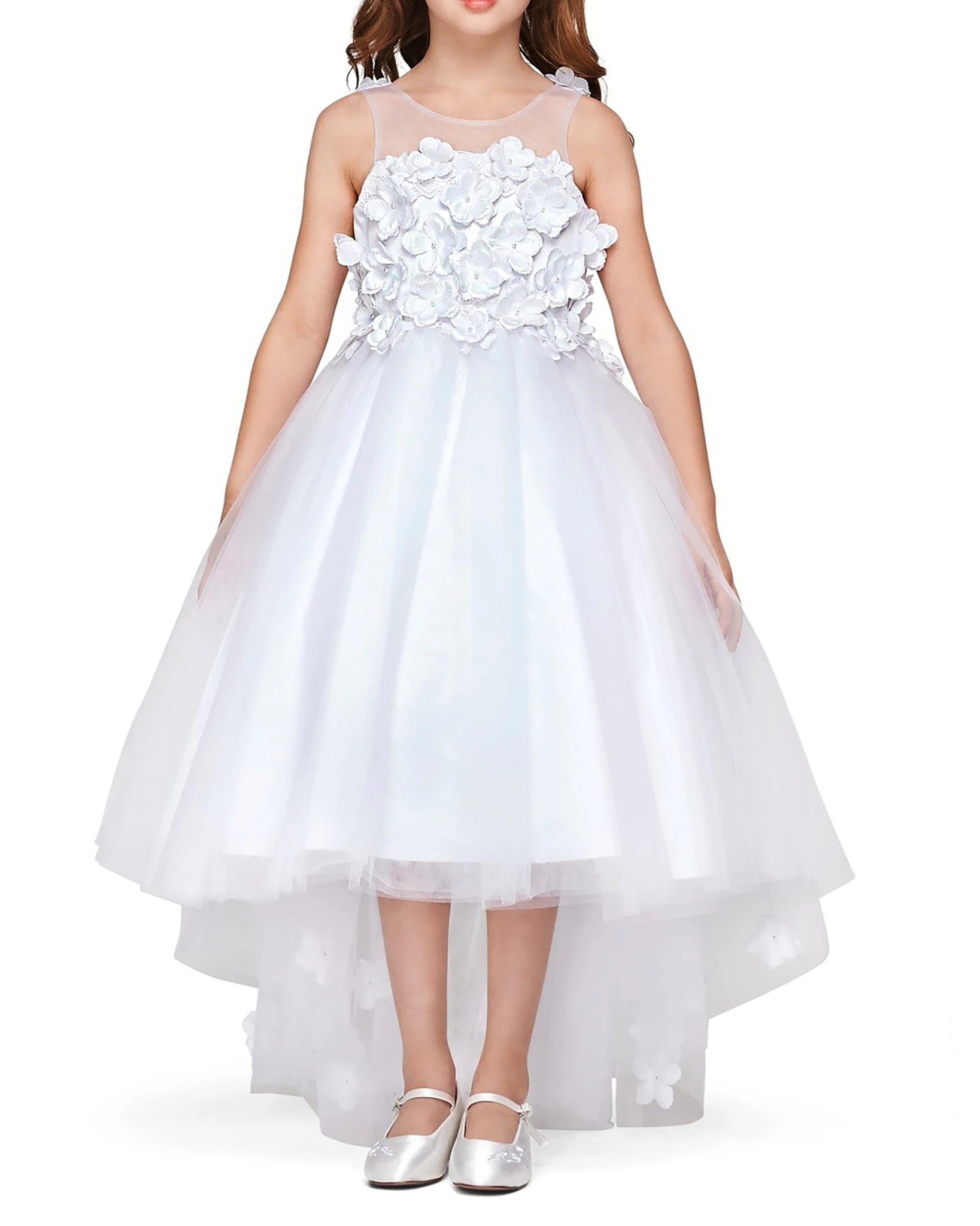 White floral flower girl dress.