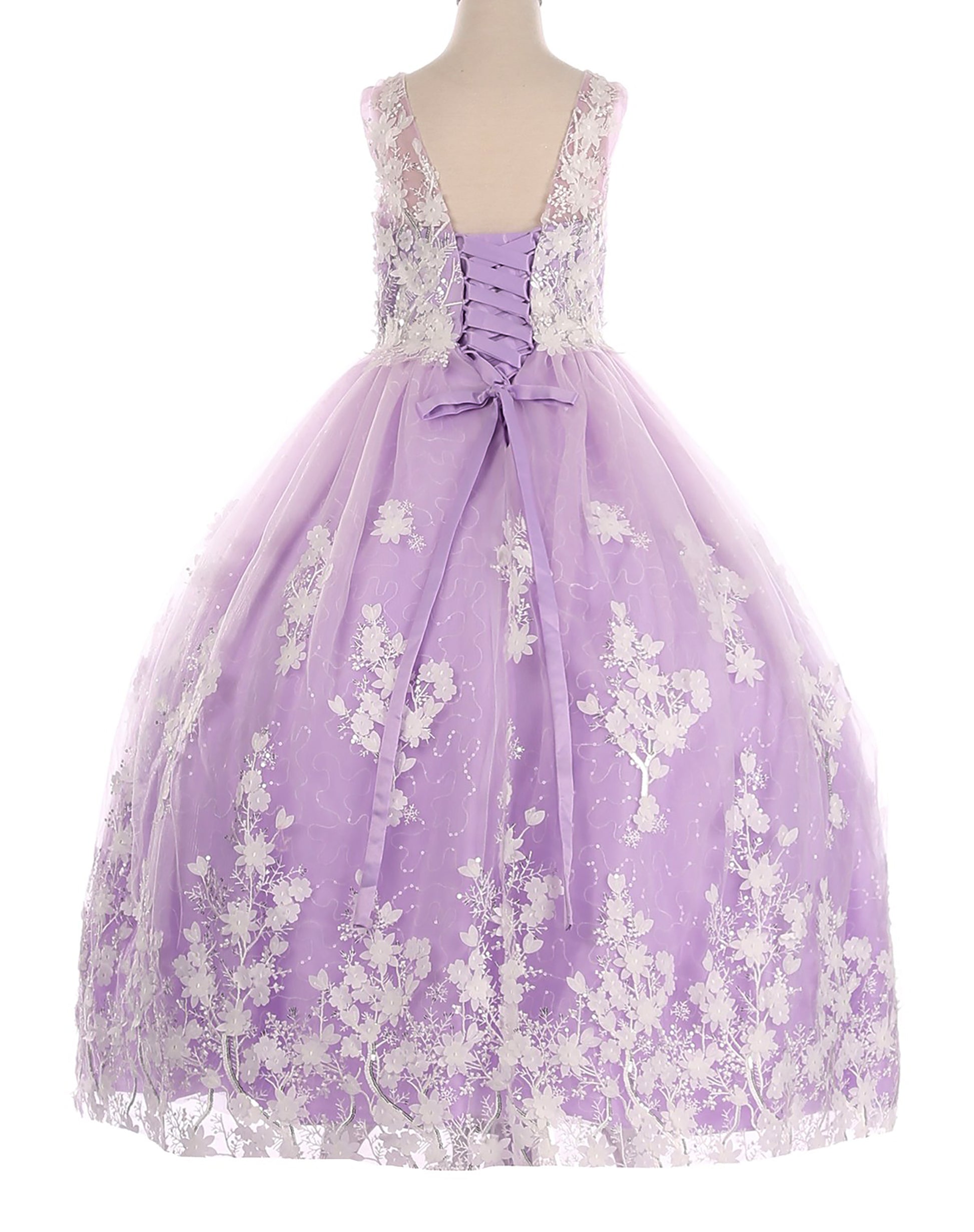 Mini Quince | Lilac 3D Floral Applique Lace Sequin Mini Quinceanera 3-Anos Ballgown | Danna dress | 3 Colors Available back