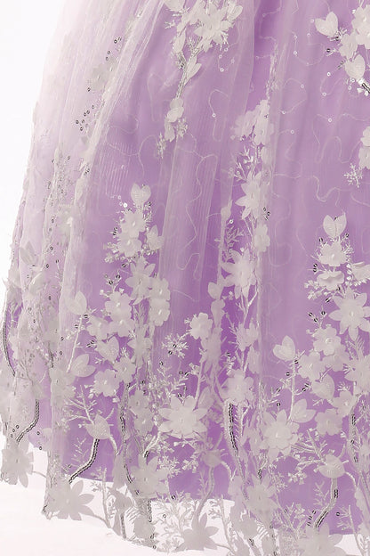 Mini Quince | Lilac 3D Floral Applique Lace Sequin Mini Quinceanera 3-Anos Ballgown | Danna dress | 3 Colors Available skirt