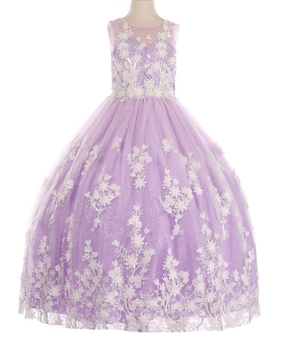 Mini Quince | Lilac 3D Floral Applique Lace Sequin Mini Quinceanera 3-Anos Ballgown | Danna dress | 3 Colors Available front