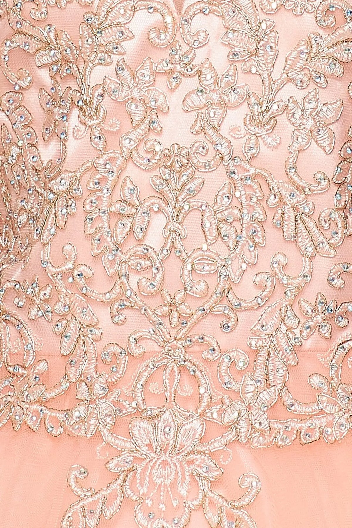 Showcasing with contrasting ornamental lace on the bodice, this Blush kids party dress displays elegant detail.