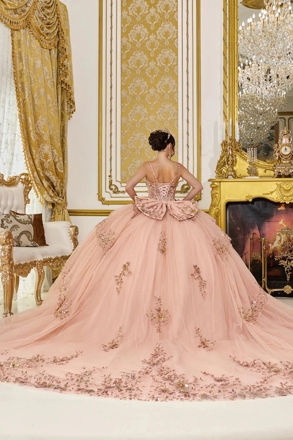 Rose Gold Quinceañera Dress with Beaded Corset Bodice – American Stride