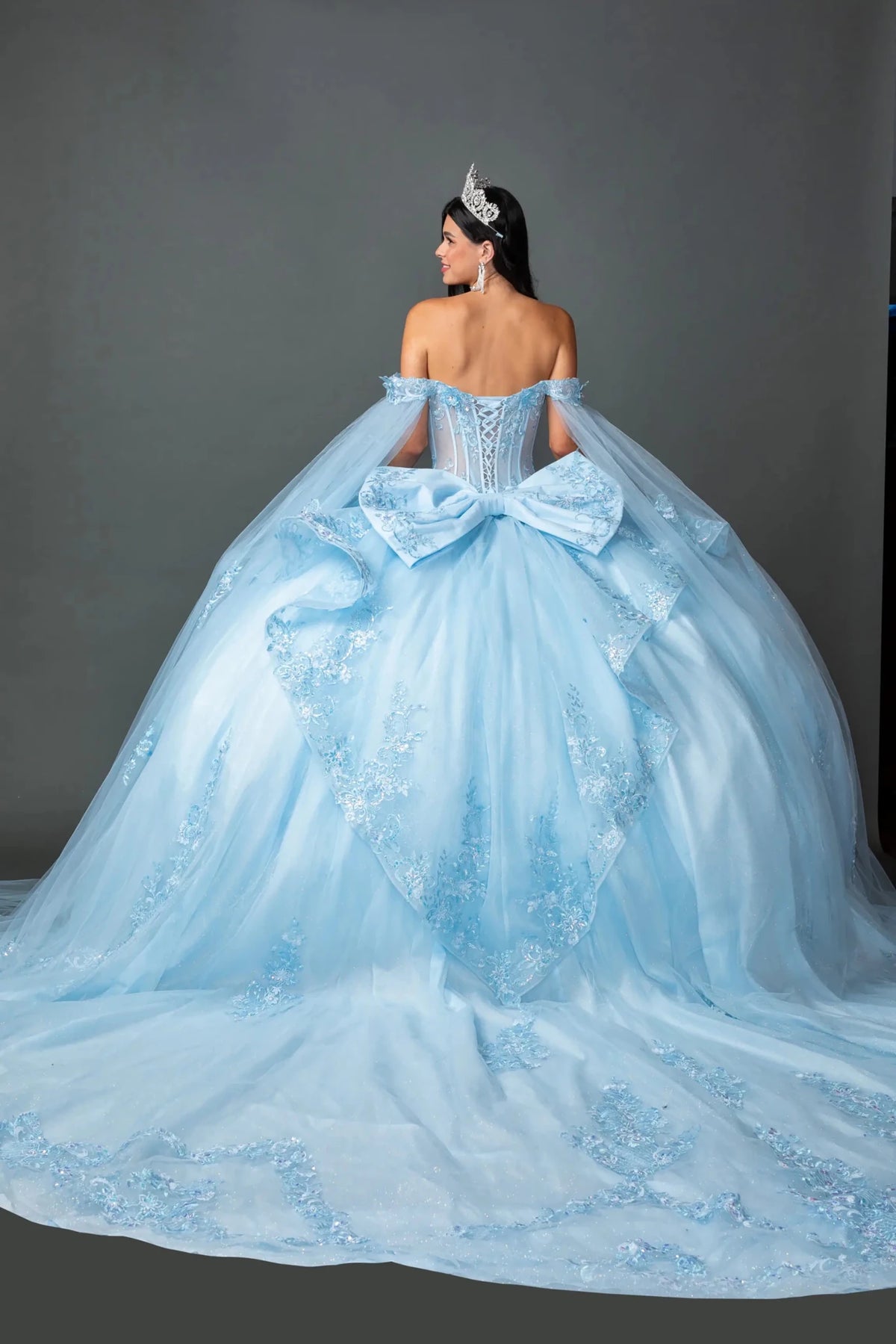 bahama blue quince dress Dancing Queen 1845 Long Quinceanera / 2XLarge up corset back