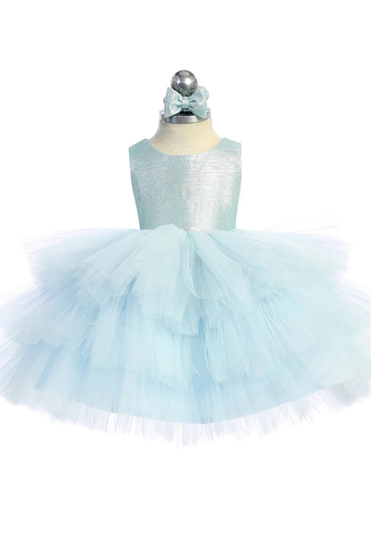 Sky Blue flower girl dress with a glittered bodice.